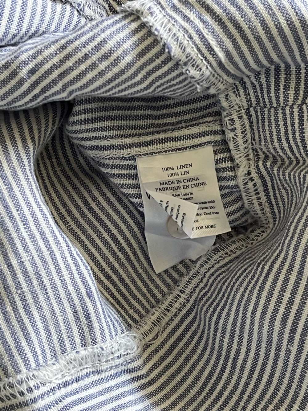 Faherty Linen Blue White Stripe Sleeveless Shift Dress Size Small - Picture 7 of 7
